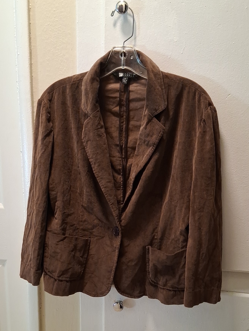 Carole Little Brown Corduroy Single-Button Blazer